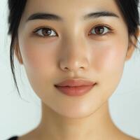 A close up of a woman with a light complexion photo