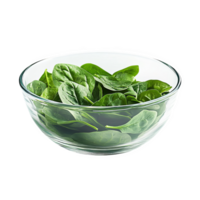 A glass bowl filled with spinach leaves png