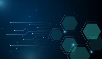 The technology AI Abstract with polygons shapes. Abstract AI circuit board in elegant blue light lines on dark background with lighting effect, illustration. vector