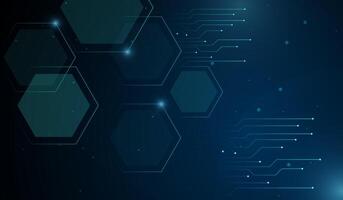 An Abstract AI blue light lines on dark background with lighting effect, and the Technology connected blue lines with electronics elements with polygons shapes vector