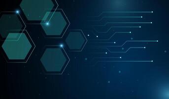 An Abstract AI circuit board in elegant blue light lines on dark background with lighting effect, and The technology AI Abstract with polygons shapes, illustration vector