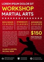 workshop of martial arts practice flyer design invitation template use red gradient background vector