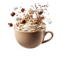 Hot chocolate with marshmallows and whipped cream png