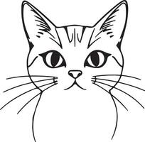 Elegant Sitting Cat Silhouette, Minimalist Line Art on White Background vector