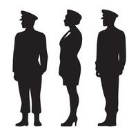 Army personnel collection silhouette vector