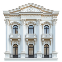 A white building with ornate columns and balconies png