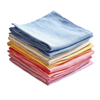 A stack of folded napkins in different colors png