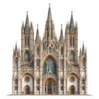 A large cathedral with many windows and spires png