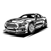 Black and White Shelby view car illustration for conceptual design vector
