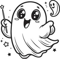 A cartoon ghost with a wand and a star vector