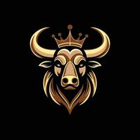 Majestic Bull King Logo with Crown and Detailed Features for Royal Branding vector