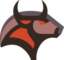 Bold Bull Head Design with Sharp Horns and Vibrant Colors vector