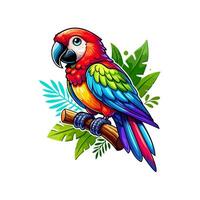 full color parrot illustration vector