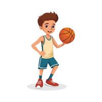 boy playing basketball illustration vector
