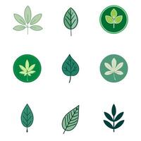 Set of green leaves icons. Geometric leaf symbol design. vector