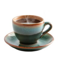 A cup of coffee on a saucer with steam coming out of it png