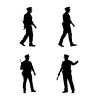 Police officer on-duty silhouette illusttration vector