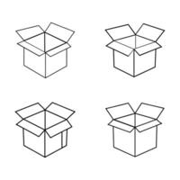 Open cardboard icon set vector