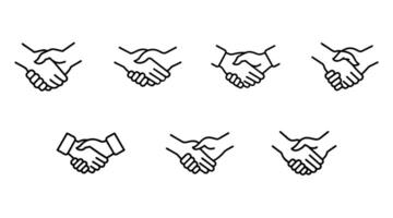 Hands shaking icon set vector