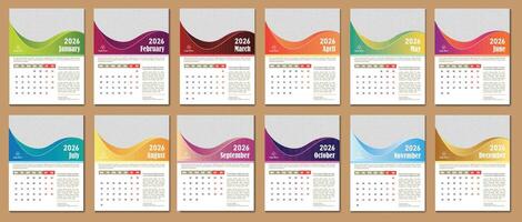 Calendar 2026 template simple minimal design vector