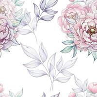 A harmonious arrangement of soft pink peonies and graceful leaves brings beauty to any space, showcasing natures charm in watercolor style. vector