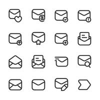 Set of white icons for email messages vector