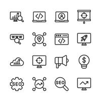 Set of icons for various computer-related tasks vector