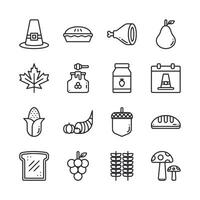 A set of icons for Thanksgiving food and holidays vector