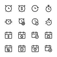 Set of black and white icons for a calendar vector