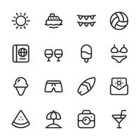 Set of icons for beach and summer activities vector