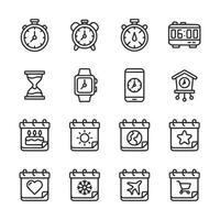 Set of white and black icons for a calendar vector