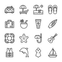 A set of icons for beach and travel vector