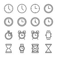 A set of clocks and watches are shown in a row vector