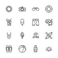 A set of icons for beach and pool activities vector
