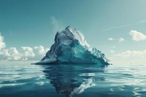 Iceberg floating in the ocean with clouds in the background photo