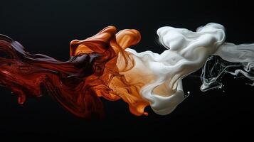 A colorful, swirling smoke that is made up of red and white colors photo