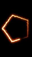 Computer generated fire polygon on black background 3d rendering of abstract fire circle video