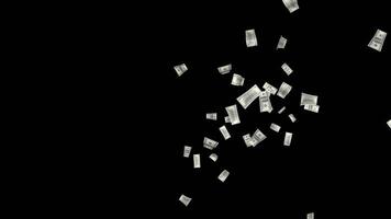 100 Dollar Banknotes Explosion Transition Animation on Alpha Channel, Loop video