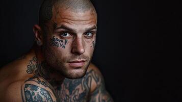 A man with tattoos on his body photo