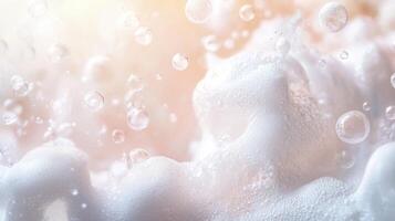 Close up of soap bubbles on a white surface photo