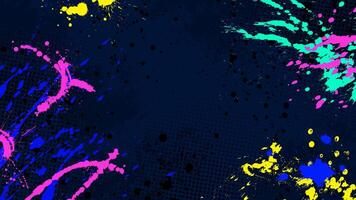 Dark grunge background with multicolored reflective paint splattered. vector
