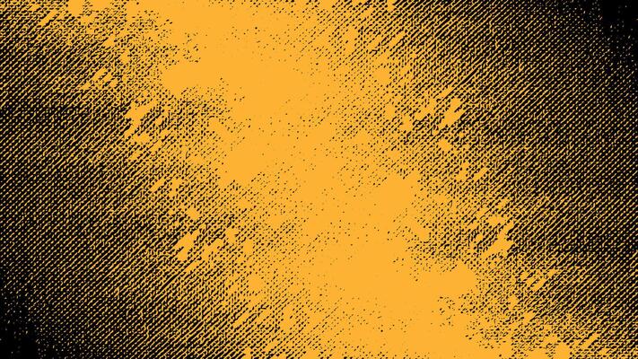 Yellow and black grunge abstract background in halftone style.