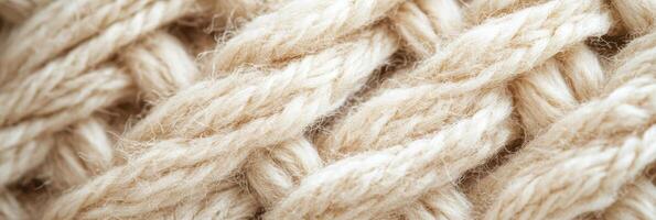 Close-up of thick braided natural fiber rope texture for background or pattern photo