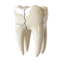 a tooth with a crack in it on a transparent background png