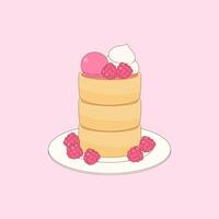 raspberry pancake dessert vector