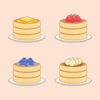 set of pancake dessert vector