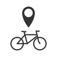 A bike with a pin on it and a map marker png