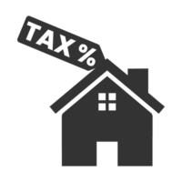 A house with a tax sign on it and a sign that says tax png