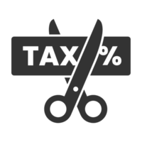 A pair of scissors and a tax sign png