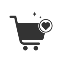 A shopping cart with a heart icon png